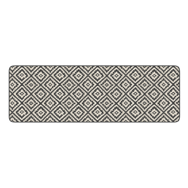 ID MARKET - Tapis intérieur d'entrée et de couloir CARAIBA gris et blanc 60 x 180 cm - large