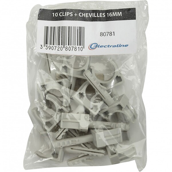 CENTRALE BRICO - Lot de 10 clips et chevilles, Diam.16, L.60 mm - large