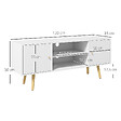 HOMCOM - Meuble TV style scandinave 2 portes 2 niches passe-fils pietement bois pin panneaux blanc - vignette