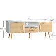 HOMCOM - Meuble TV bas sur pied style scandinave 2 portes niche tiroir piètement effilé incliné bois panneaux blanc aspect bois clair - vignette