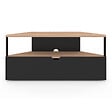 ID MARKET - Meuble TV 100 cm d'angle ELI bois façon hêtre et noir - vignette