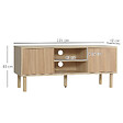 HOMCOM - Meuble TV banc TV design Urban Craft - 2 portes coulissantes, 2 niches - piètement cylindrique - panneaux particules aspect bois clair - vignette