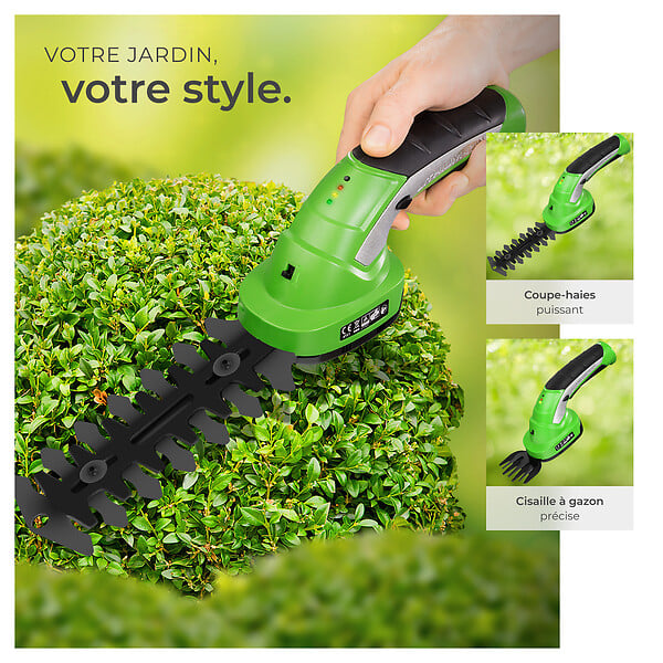 TECTAKE - Taille haie électrique 2 en 1 vert - large