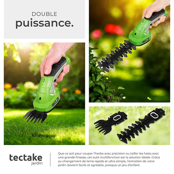 TECTAKE - Taille haie électrique 2 en 1 vert - large