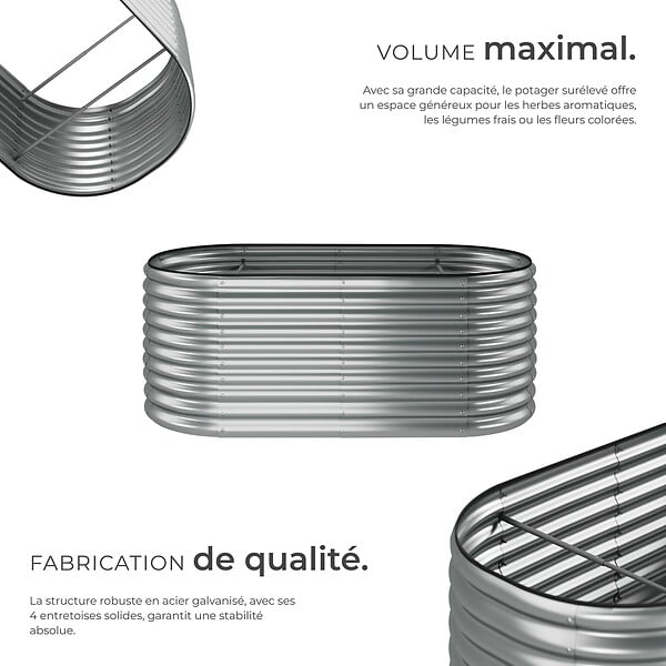 TECTAKE - Carré potager FLORMMA 200 x 100 x 80 cm argent - large