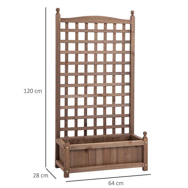 OUTSUNNY - Jardinière avec treillis - bac à fleurs - jardinière sur pied - dim. 64L x 28l x 120H cm inserts d'irrigation inclus bois sapin traité - large