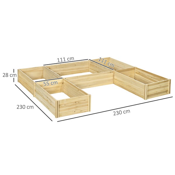 OUTSUNNY - Lot de 5 jardinières - ensemble de 5 carrés potagers - forme personnalisable - bois de sapin pré-huilé - large