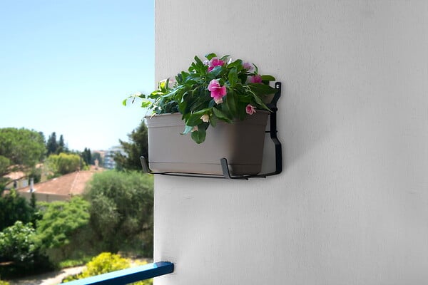 CENTRALE BRICO - Support jardinière mural fer plat anthracite - 35x18 cm - Acier époxy - large