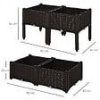 OUTSUNNY - Jardinière sur pieds carré potager 2 étages dim. 80L x 80l x 44H cm insert d'irrigation plastique imitation rotin tressé chocolat - vignette