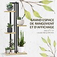 OUTSUNNY - Support à fleurs style industriel 4 niveaux - porte plante 4 étagères - métal époxy noir bois sapin - vignette