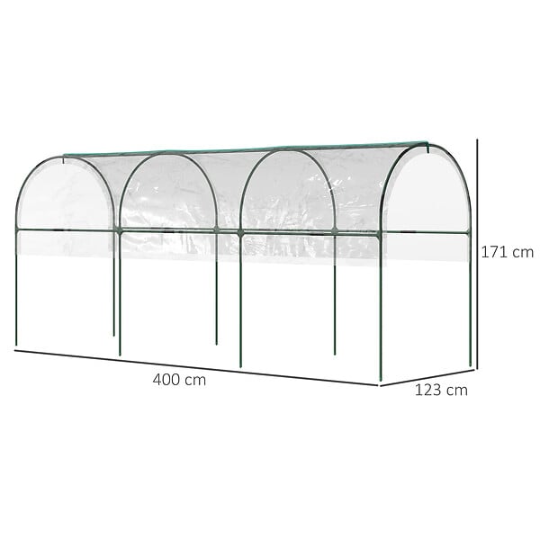OUTSUNNY - Serre de jardin serre à tomates dim. 4L x 1,23l x 1,71H m acier thermolaqué vert PVC haute densité transparent - large