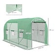 OUTSUNNY - Serre de jardin tunnel surface sol 8 m² 4L x 2l x 2,05H m châssis tubulaire renforcé porte zippée 6 fenêtres enroulables vert - vignette