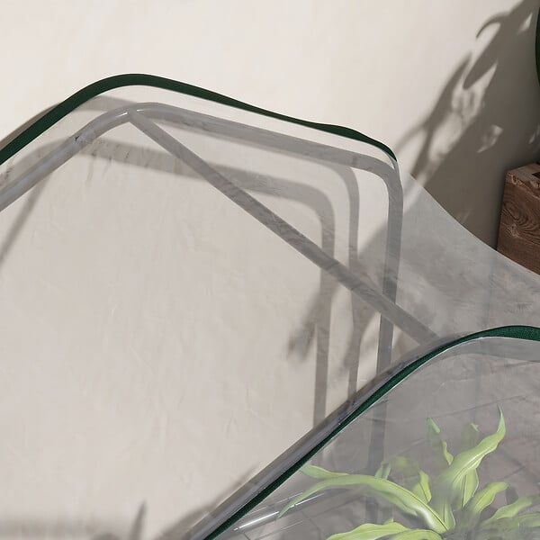 OUTSUNNY - Serre de jardin balcon 3 niveaux métal thermolaqué vert PE transparent - large