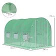 OUTSUNNY - Serre de jardin tunnel surface sol 6 m² 3L x 2l x 2H m châssis tubulaire renforcé porte zippée 6 fenêtres enroulables vert - vignette