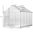 OUTSUNNY - Serre de jardin aluminium polycarbonate 4,6 m² dim. 2,42L x 1,9l x 1,95H m fondation lucarne porte loquet - vignette