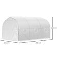 OUTSUNNY - Serre tunnel de jardin dim. 3,5L x 3l x 2H m porte + 6 fenêtres enroulables acier galvanisé bâche PE haute densité blanc - vignette
