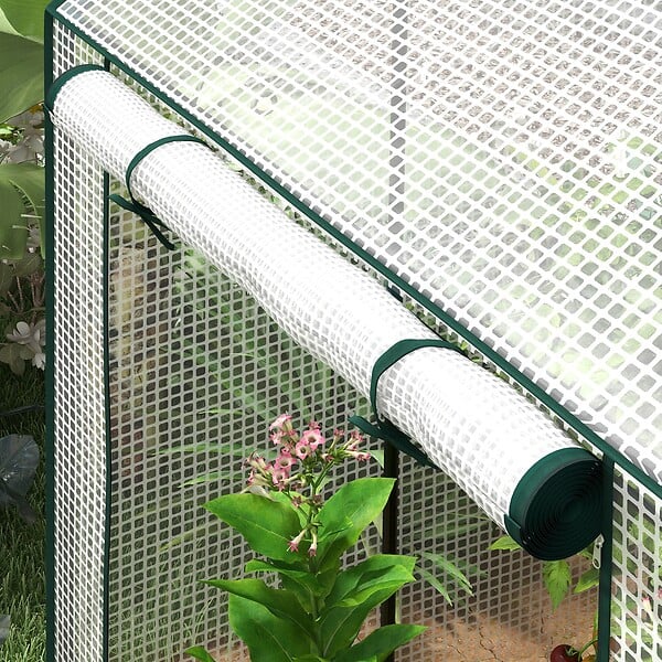 OUTSUNNY - Serre de jardin 0,8 m² - 2 espaces, 2 portes enroulables - acier PE transparent - large