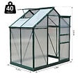 OUTSUNNY - Serre de jardin aluminium polycarbonate 2,51 m² dim. 1,9L x 1,32l x 2,01H m lucarne, porte coulissante + fondation incluse alu. vert polycarbonate transparent - vignette