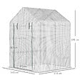 OUTSUNNY - Serre de jardin 2 tablettes dim. 1,43L x 1,43l x 1,95H m porte déroulante acier PE haute densité 140 g/m² transparent blanc - vignette