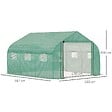 OUTSUNNY - Serre tunnel de jardin grande taille dim. 3,47L x 3l x 2H m - 6 fenêtres et porte zippée enroulable - acier galvanisé PE haute densité vert - vignette
