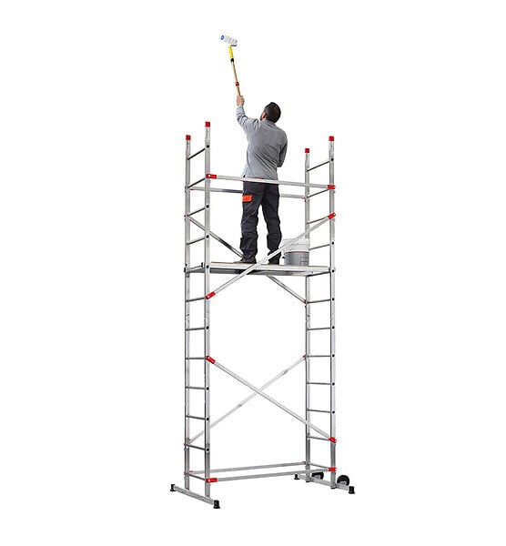 HAILO - Echafaudage roulant pour escalier avec montage rapide 2,4m/4,4m en aluminium Hailo Fast & Lock 5 - large