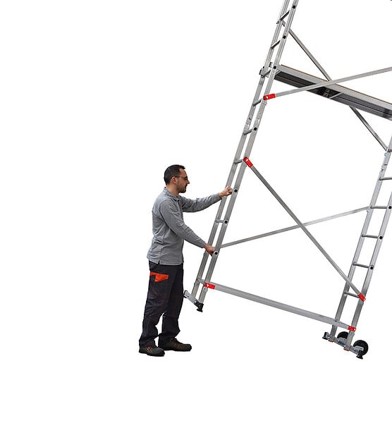 HAILO - Echafaudage roulant pour escalier avec montage rapide 2,4m/4,4m en aluminium Hailo Fast & Lock 5 - large