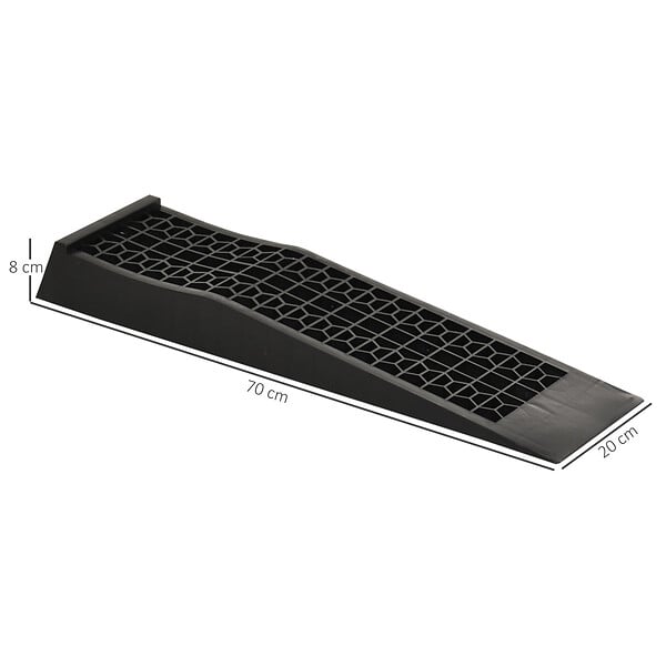 HOMCOM - Rampes de levage pour voiture véhicule utilitaire caravane camping-car dim. 20L x 70l x 8H cm HDPE noir - large
