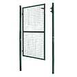ID MARKET - Portillon de jardin 105 x 150 cm en acier vert avec serrure et poignée - vignette