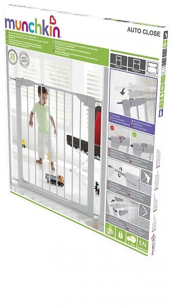 CENTRALE BRICO - Barrière De Sécurité Enfant Munchkin Portillon Automatique Métal, L.76 /82cm - large