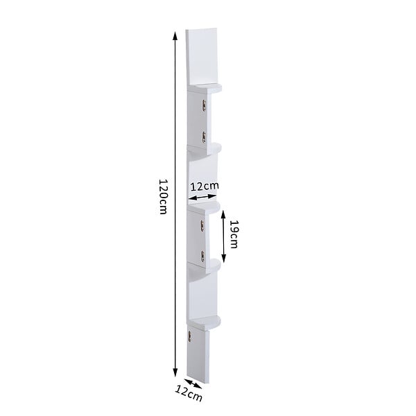 HOMCOM - HOMCOM Étagère d'angle design contemporain zig zag 5 niveaux 12L × 12l × 120H cm blanche - large