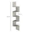 HOMCOM - Étagère d'angle étagère de rangement design contemporain zig zag 20L x 20l x 126H cm 5 niveaux panneaux de particules gris - vignette