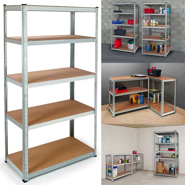 ID MARKET - Etagère modulable charges lourdes en métal 5 plateaux - large