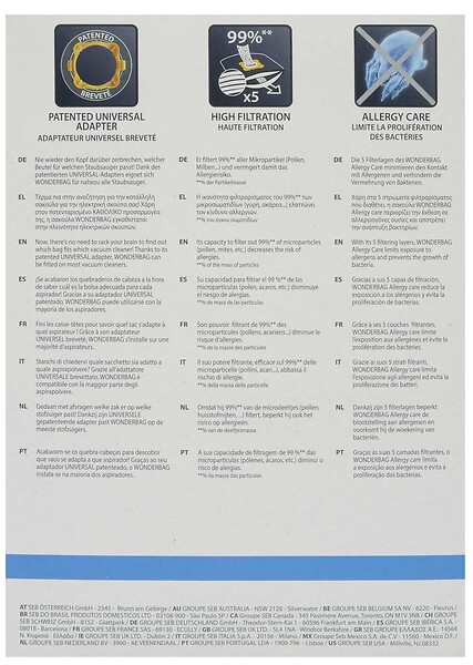 ROWENTA - boite de 4 sacs endura universel pour aspirateur - wb484720 - large