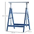 HOMCOM - Lot de 2 tréteaux pliables télescopiques hauteur réglable 80-130 cm bleu - vignette