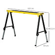 DURHAND - Lot de 2 tréteaux pliables telescopiques poignée transport dim. 100L x 49l x 62-89,5H cm surface antidérapante métal noir jaune - vignette