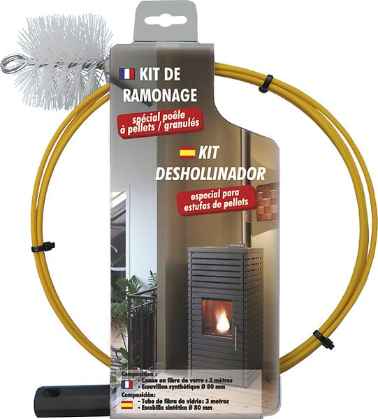 DMO - Kit de ramonage DMO, Canne 3 m, hérisson synthétique, diam. 80mm - large