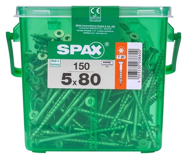 SPAX - Lot De 150 Vis Acier Tête Fraisée Torx Spax, Diam.5 Mm X L.80 Mm - large