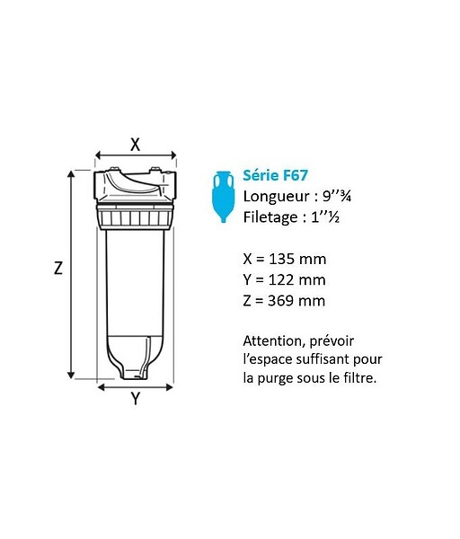 APIC - Filtre tête laiton F67 1 1/2 pouce - large