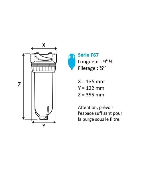 APIC - Filtre tête laiton F67 3/4 de pouce - large