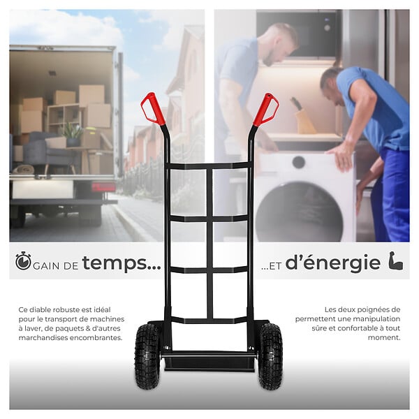 TECTAKE - Diable rigide 200 kg noir - large