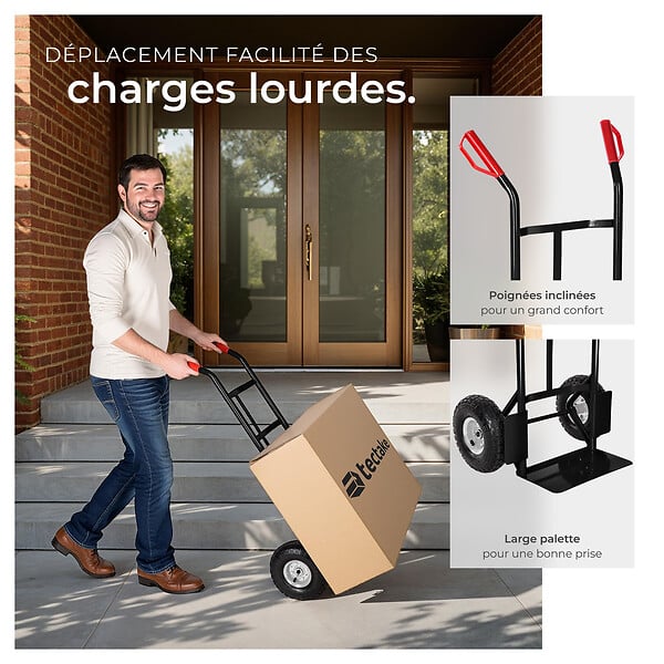 TECTAKE - Diable rigide 200 kg noir - large