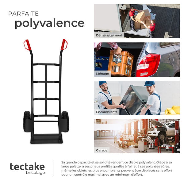 TECTAKE - Diable rigide 200 kg noir - large
