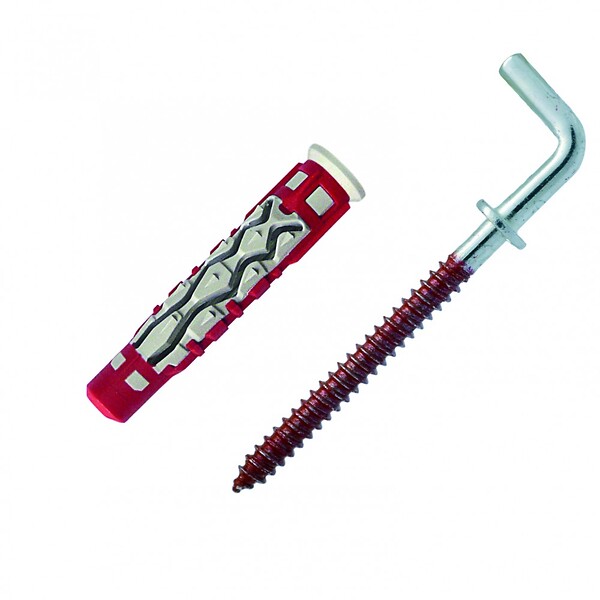 RED HEAD - Lot de 4 chevilles et gonds couleur RED HEAD, Diam.6 mm x L.37 mm - large