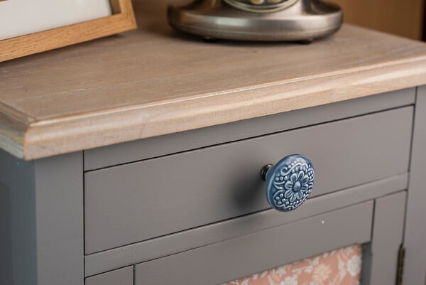 CENTRALE BRICO - Bouton De Meuble Rond Porcelaine Brillant Bleu H.27 X L.44 X P.44 Mm - large