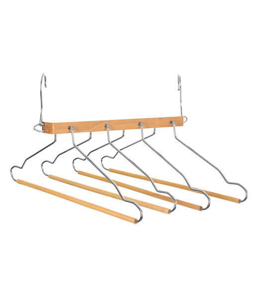 5 FIVE SIMPLY SMART - Cintre 4 chemises/pantalons & 2 positions possibles dans le dressing en Bois et Métal - large