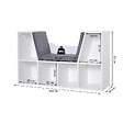 HOMCOM - Bibliothèque banc 2 en 1 design contemporain 6 casiers 3 coussins fournis 102L x 30l x 61H cm blanc gris chiné - vignette