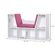HOMCOM - Bibliothèque banc 2 en 1 design contemporain 6 casiers 3 coussins fournis 102L x 30l x 61H cm blanc rose - vignette