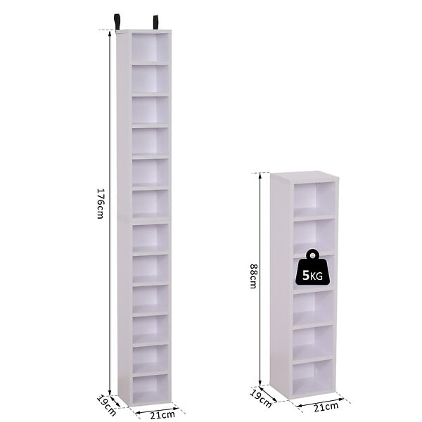 HOMCOM - Lot de 2 étagères colonnes armoire de rangement CD-DVD 6 + 6 compartiments dim. 21L x 19l x 88H cm capacité max. 204 CD blanc - large