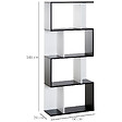 HOMCOM - Bibliothèque étagère meuble de rangement design contemporain en S 4 étagères 60L x 24l x 148H cm noir blanc - vignette
