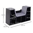 HOMCOM - Bibliothèque banc 2 en 1 design contemporain 6 casiers 3 coussins fournis 102L x 30l x 61H cm noir gris - vignette